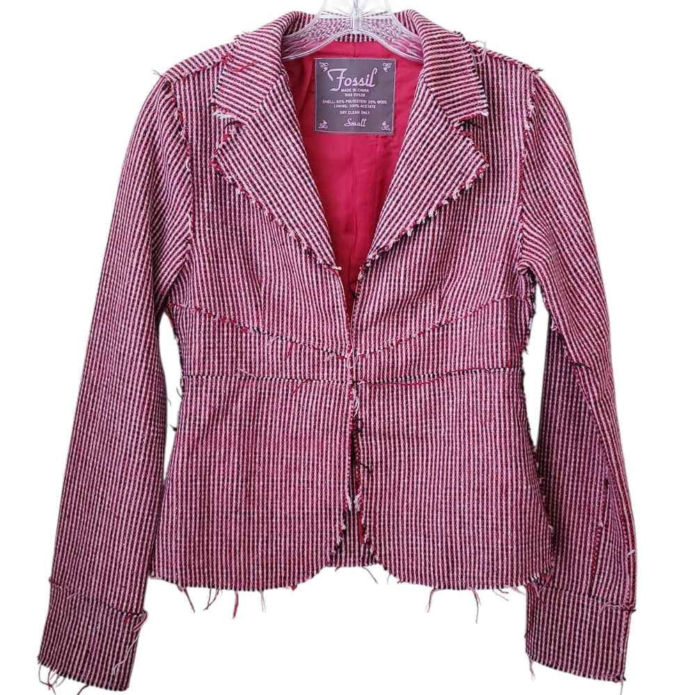 Vintage Fossil Red Raw Edge Blazer